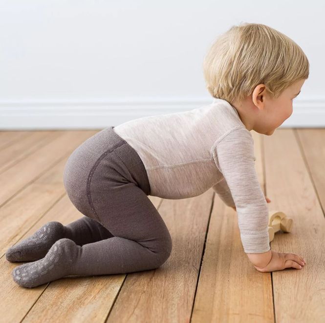 Hovedbilde Lillelam - Strømpebukse antiskli i ull Brun