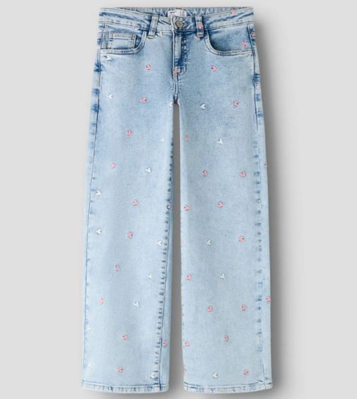 Name it - Bukse Jeans Rose Wide  Kids Heart Ligth Blue Bleached Denim